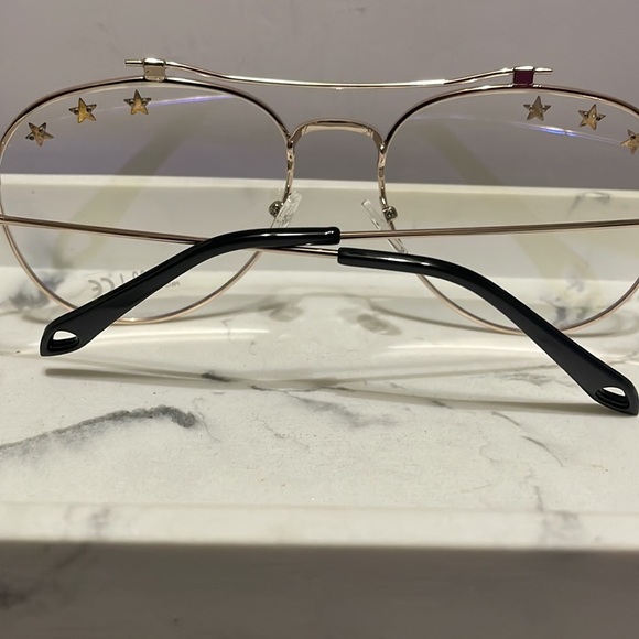 NEW ARRIVALS UNISEX GOLD STAR STUDDED CLEAR LENS AVIATORS GLASSES main image 15